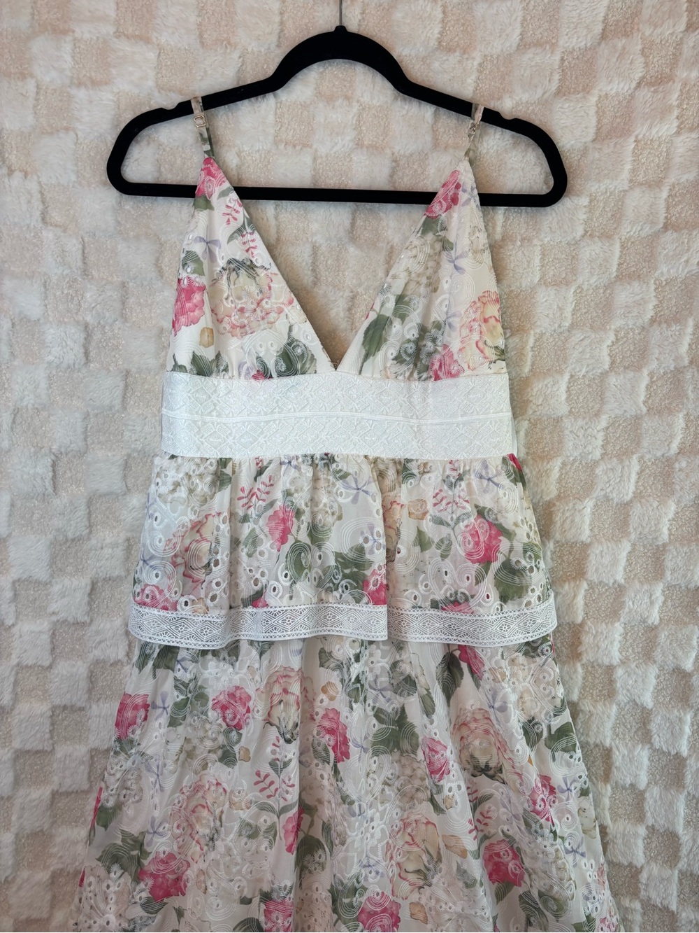 Giani Binni Moditi Floral Chiffon Midi Dress in Soft Ivory and Pink Size 10 - Picture 4 of 9